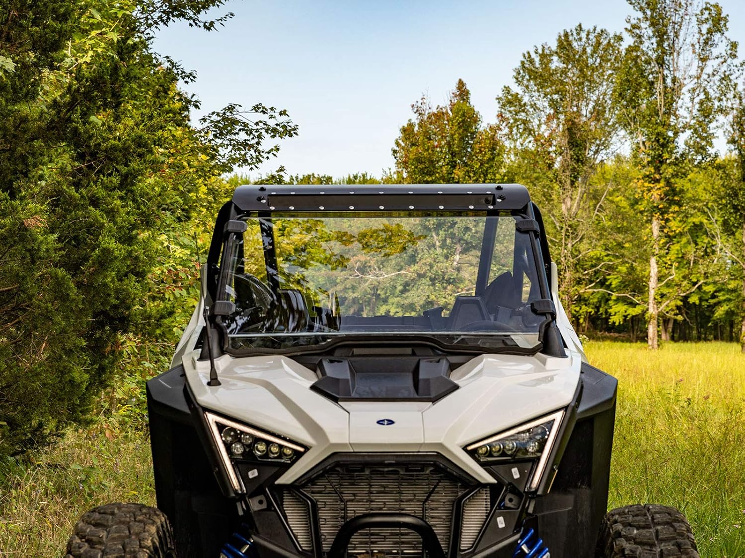 SuperATV Heavy Duty Scratch Resistant Full Windshield for 2020+ Polaris RZR Pro XP / Pro XP 4 | 1/4" Thick Polycarbonate 250X Stronger than Glass | Cut to Fit Your RZR Pro XP Perfectly! | USA Made!