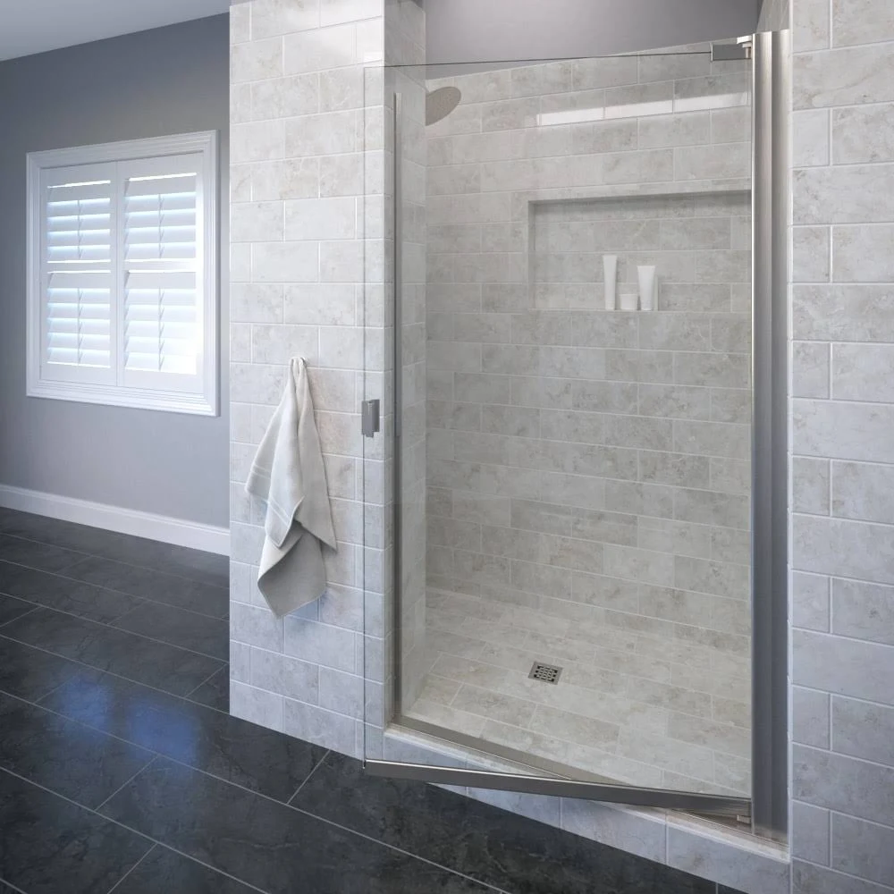 Basco A0063-6CL Classic 66x22 High x 33-1/4x22 Wide Pivot Framed Shower Door with CL Brushed Nickel