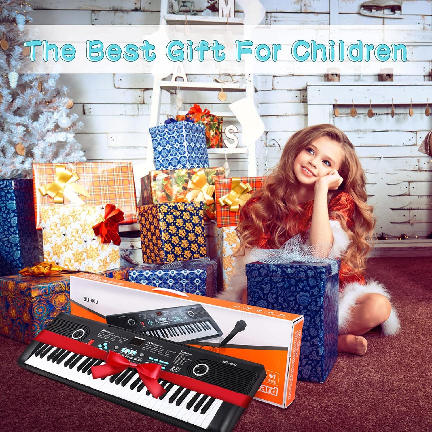 61 Keys Keyboard Piano, Electronic Digital Piano with Built-In Speaker Microphone, Portable Keyboard Gift Teaching for Beginners，piano keyboard for kids Pack of 2