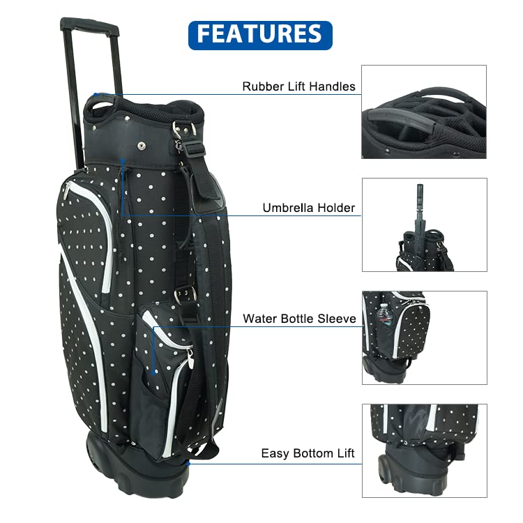 RJ Sports Carter 14 Way Divider Top Transport Golf Cart Bag with Wheels/Handle - Men and Women Wheel Golf Bag