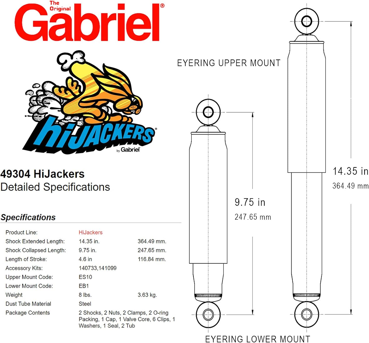 Gabriel 49304 Shock Absorber, 2 Pack