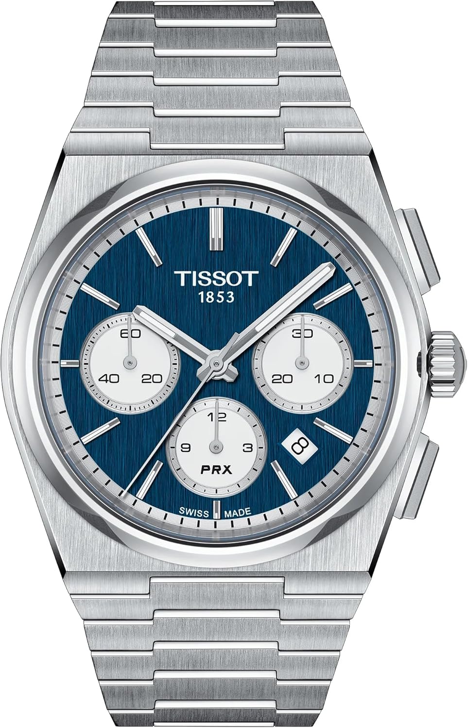 Tissot Mens PRX Automatic Chronograph 316L Stainless Steel case Automatic Watches, Grey, Stainless Steel, 13 (T1374271104100)