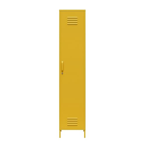 REALROOMS Shadwick 1 Door Tall Single Metal Locker Style Storage Cabinet, Black