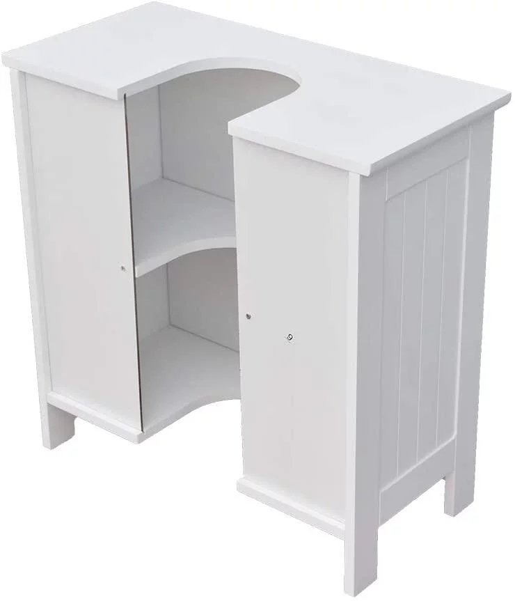 Pedestal Under Sink Storage Bathroom Vanity Cabinet Freestanding Space Saver Organizer with Shelves, White