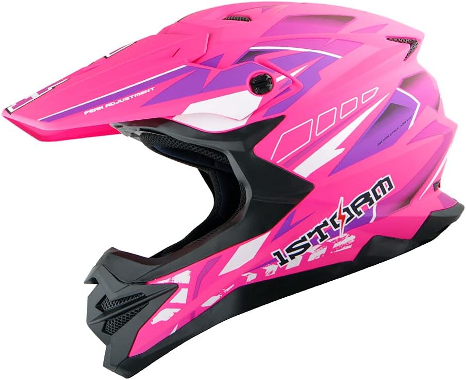 1Storm Motocross Adult Helmet Downhill Mountain Bike Helmet BMX MX ATV Dirt Bike Storm Style HF803 Pack of 2