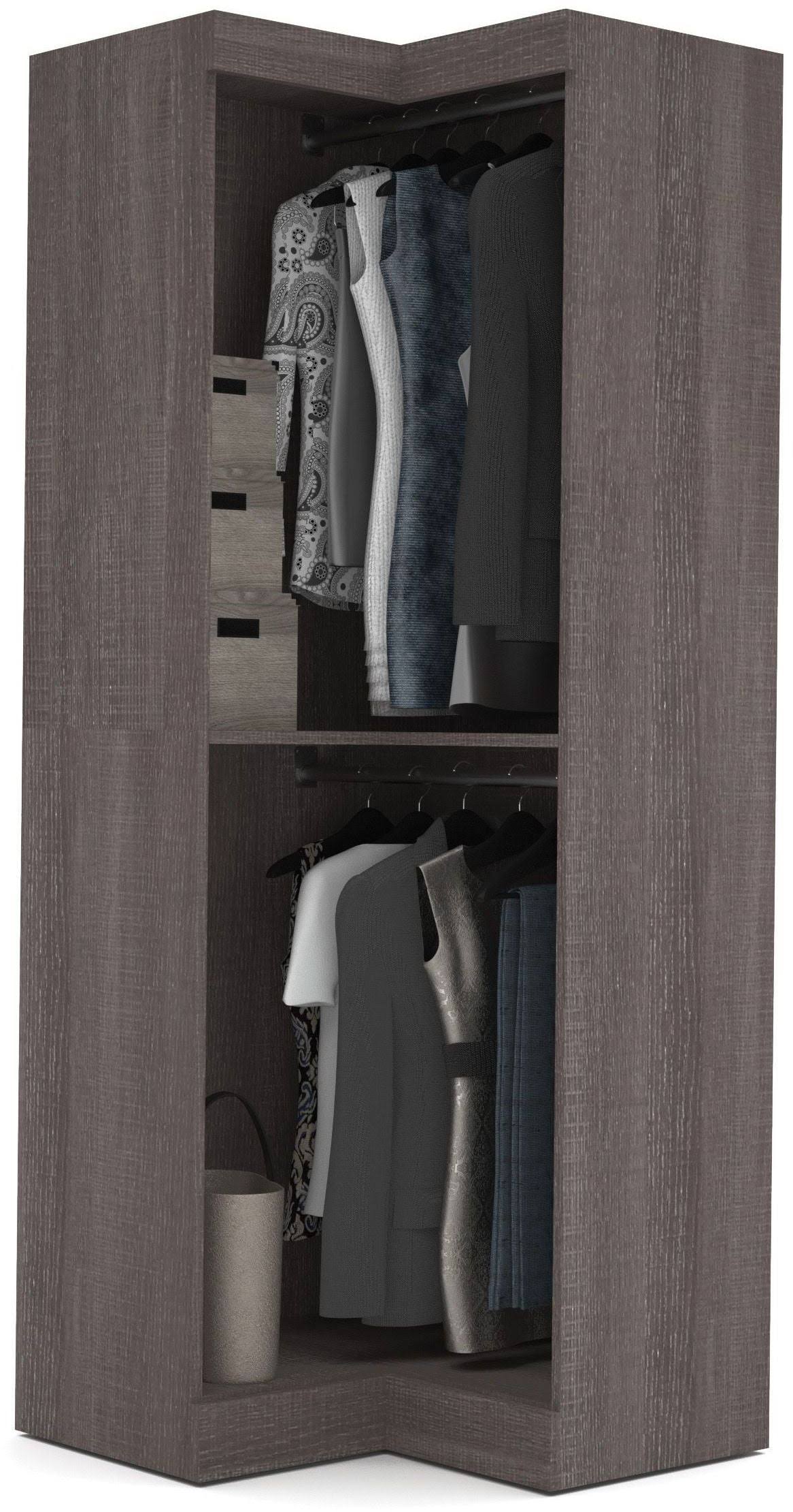 Bestar Corner Closet Storage Unit, Bark Gray