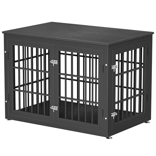 48 Inch Heavy Duty Dog Crate Furniture for Large Dogs, Decorative Pet House End Table, Extra Large Wooden Cage Kennel Furniture Indoor, Natural and White