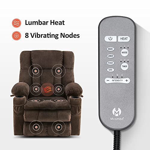 MCombo Dual Motor Power Lift Recliner Chair with Massage and Heat for Elderly People, Infinite Position, USB Ports, Cup Holders, Fabric 7890 (Medium-Regular, Burgundy)