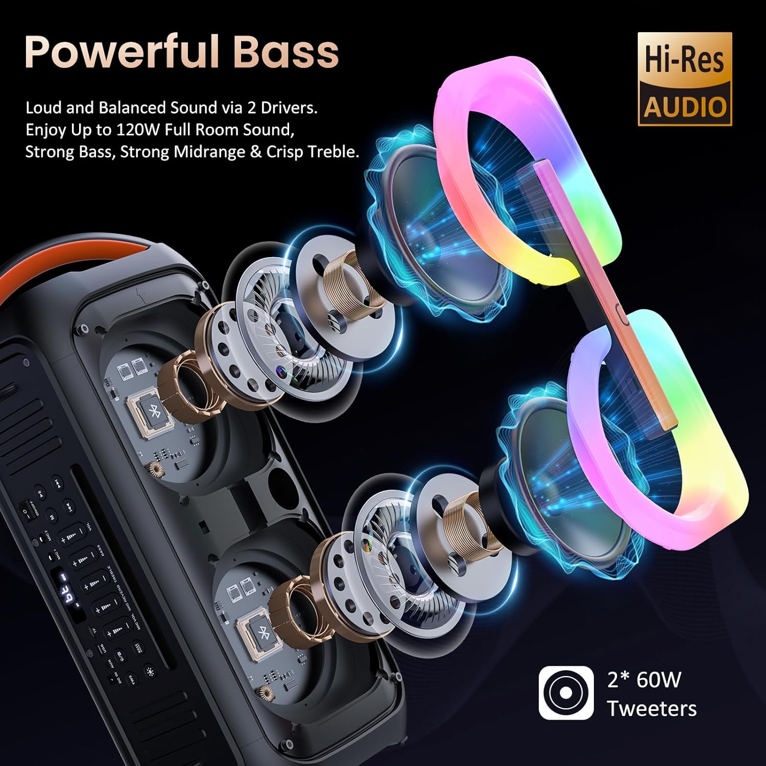 T11-T Karaoke Machine with 2 Microphones, Large Bluetooth Karaoke Speaker for Adults and Kids, Party Speaker w/Dual 6.5" Subwoofer, Portable PA System with Party Lights, Birthday Gifts