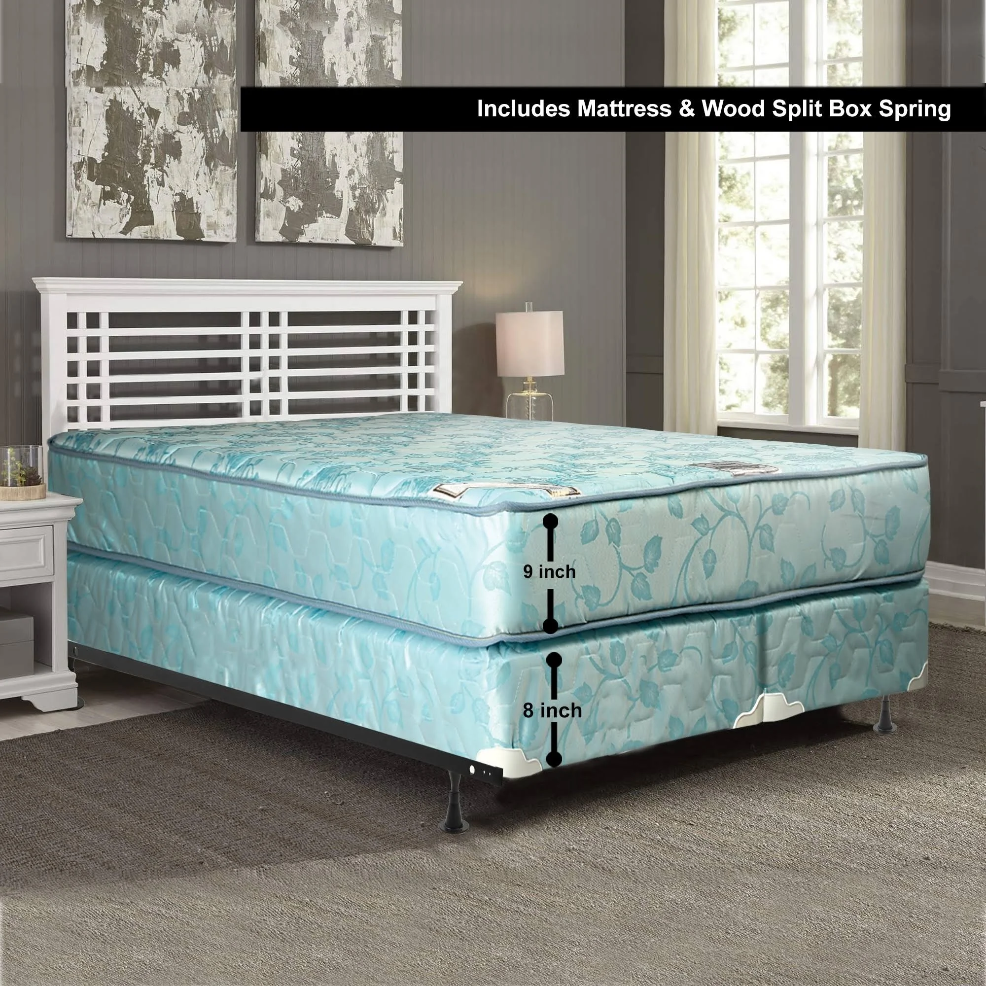 9-Inch Medium Firm Innerspring Mattress and Box Spring Set - Twin XL - Split Regular Profile