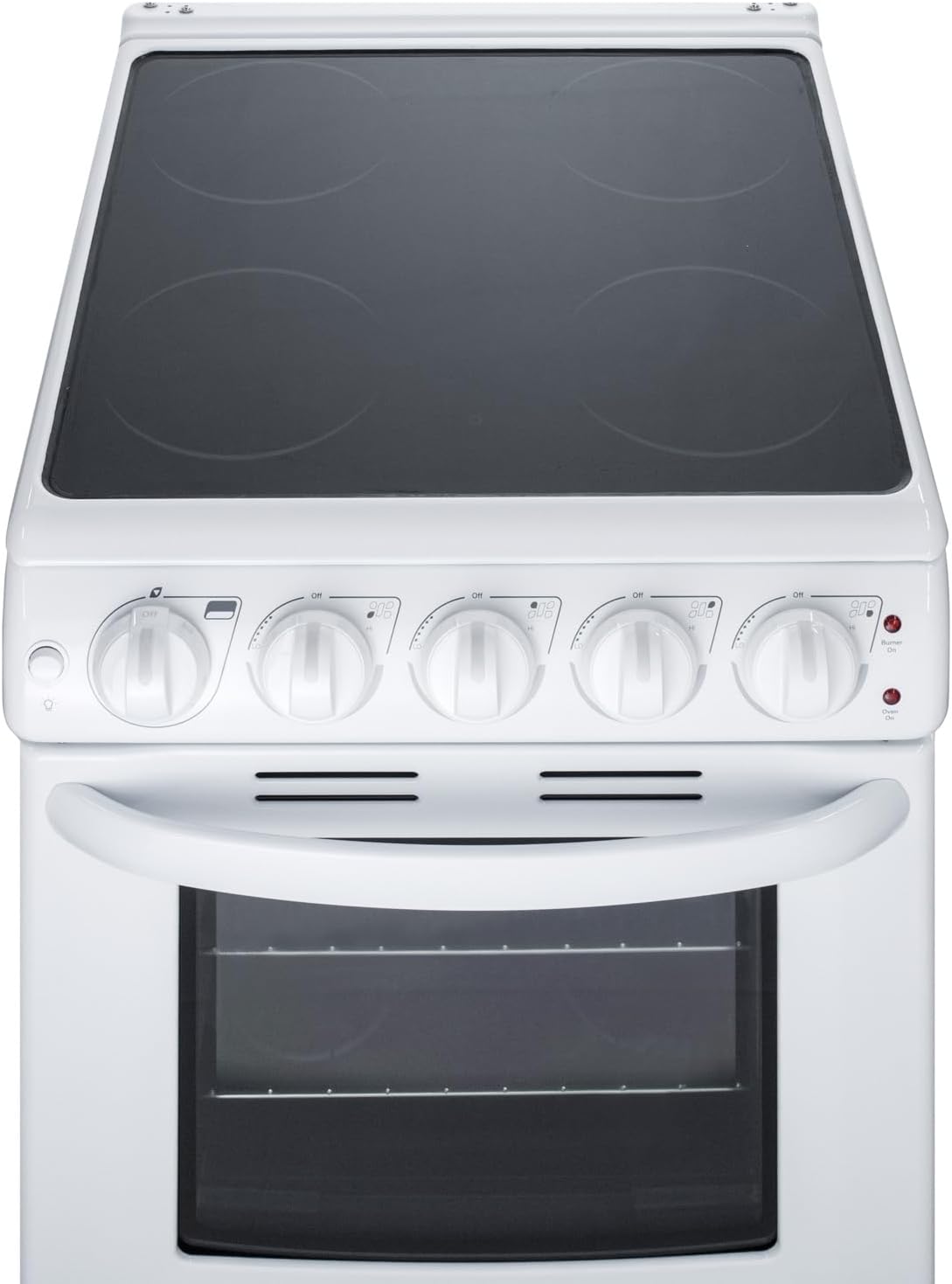Summit REX2051WRT 20"" Freestanding Electric Range with 4 Elements 2.3 cu. ft. Oven Capacity Smooth Ceramic Glass Top ADA Compliant Hot Surface Indicator in White