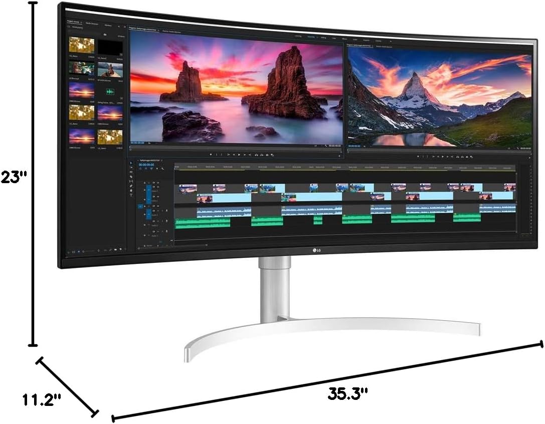 LG 38WN95C-W 38 inch UltraWide QHD+ IPS Curved Monitor NVIDIA G-SYNC Compatible Bundle with 1 YR CPS Enhanced Protection Pack and Elite Suite 18 Standard Editing Software Bundle