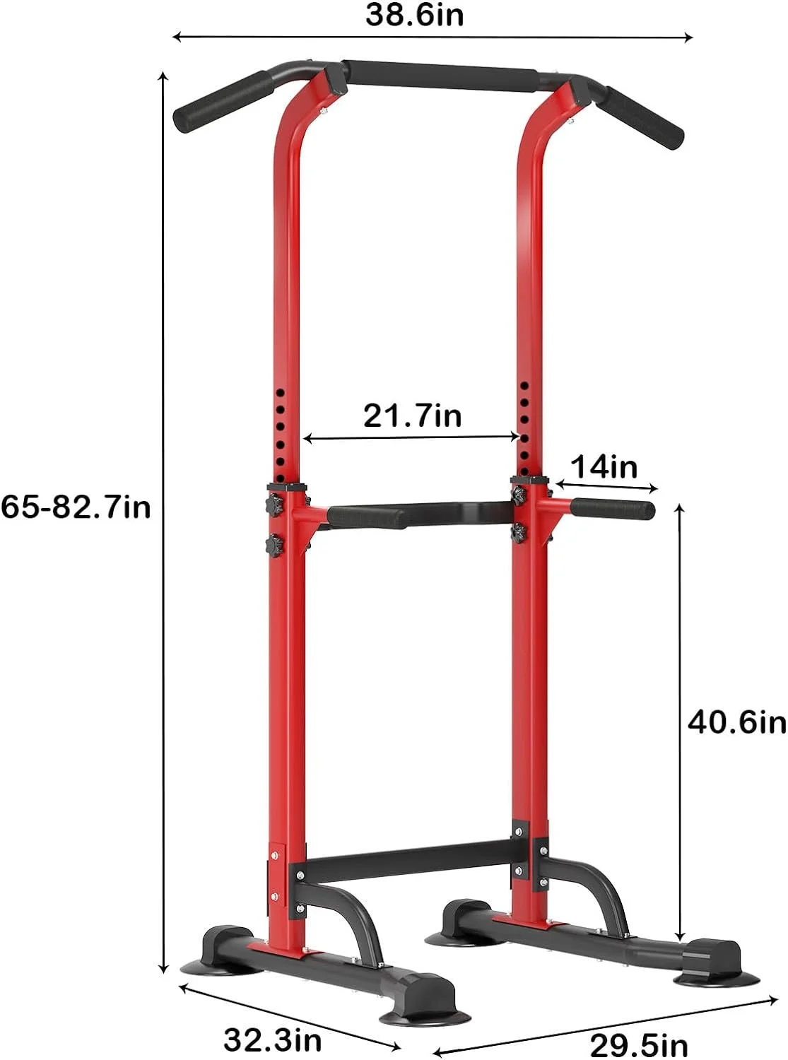 SOGES Height Adjustable Power Tower Dip Stands Pull up Bar Strength Training for Home Gym Black