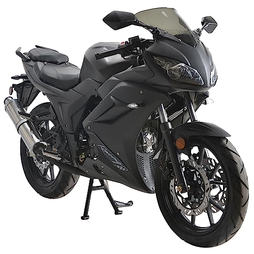 HHH 125cc Motorcycle with Manual Transmission for Adult Youth Bike 125cc Scooter with led Lights and 17 inches Wheels (Black Color)