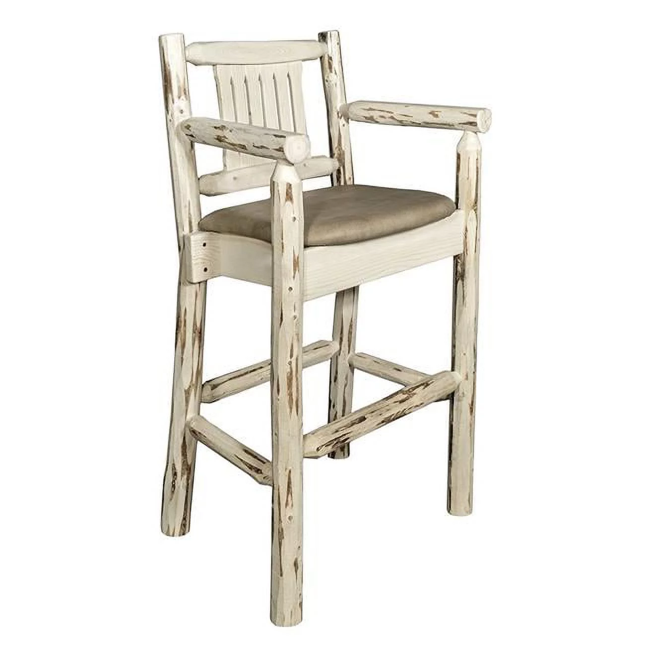 Montana Collection Captains Barstool, Ready to Finish with Upholstered Seat - Buckskin Pattern