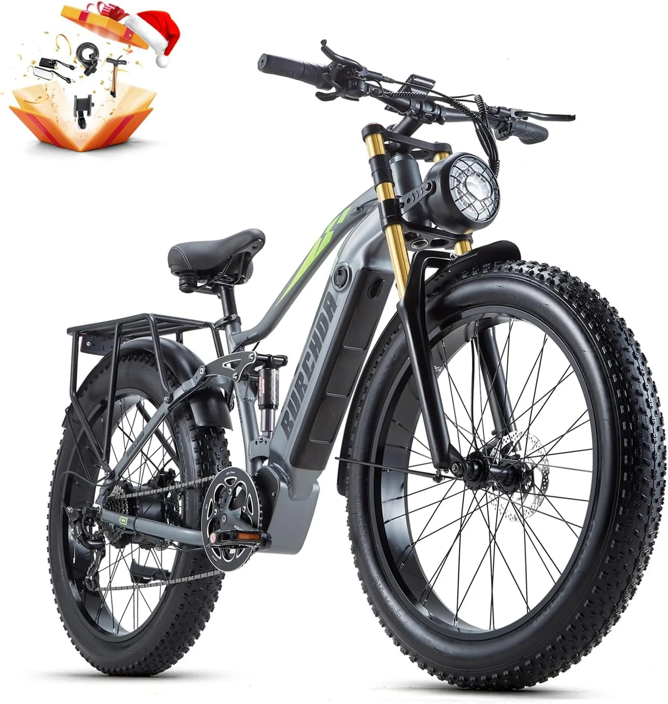 Electric Bike for Adults 1000W, 48V 17.5AH LG Cells Battery Adult Electric Bicycles, 26" Fat Tire Full Suspension Ebike, 30MPH Snow Mountain E Bike, Off Road E-Bike 8 Spee