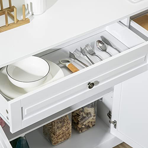 , Sideboard, Cabinet, Modern Kitchen Cabinet with 2 Drawers and Adjustable Shelves, Coffee Bar Cabinet, White Servers, Sideboards & Buffets