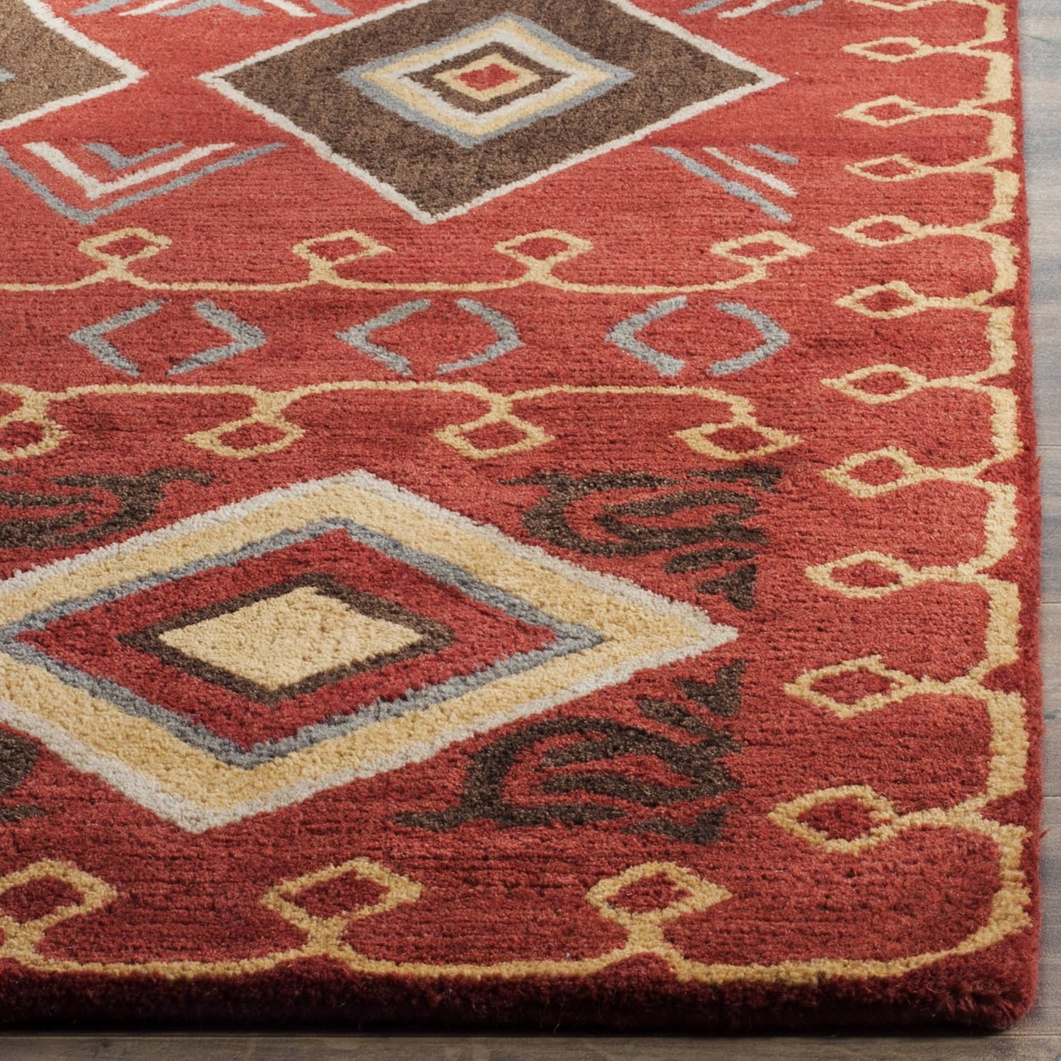 SAFAVIEH Heritage Collection 8' Square Red / Multi HG404A Handmade Traditional Oriental Premium Wool Area Rug