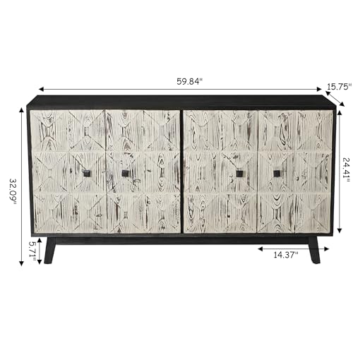 NicBex Modern Gold Accent Sideboard Cabinet,Large Buffet Storage Cabinet with 1 Shelf Each,Sideboard Buffet Cabinet for Living Room and Entryway,White