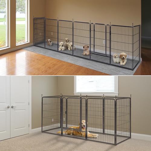 mestyl Dog Playpen, 32" Height 16 Panels Outdoor Pet Play Pen, Big Dog Exercise Play Pen for Large/Medium/Small Dogs, Foldable Puppy Pen for Indoor, Camping, RV, Anti-Rust Paint Finish, Quick Install