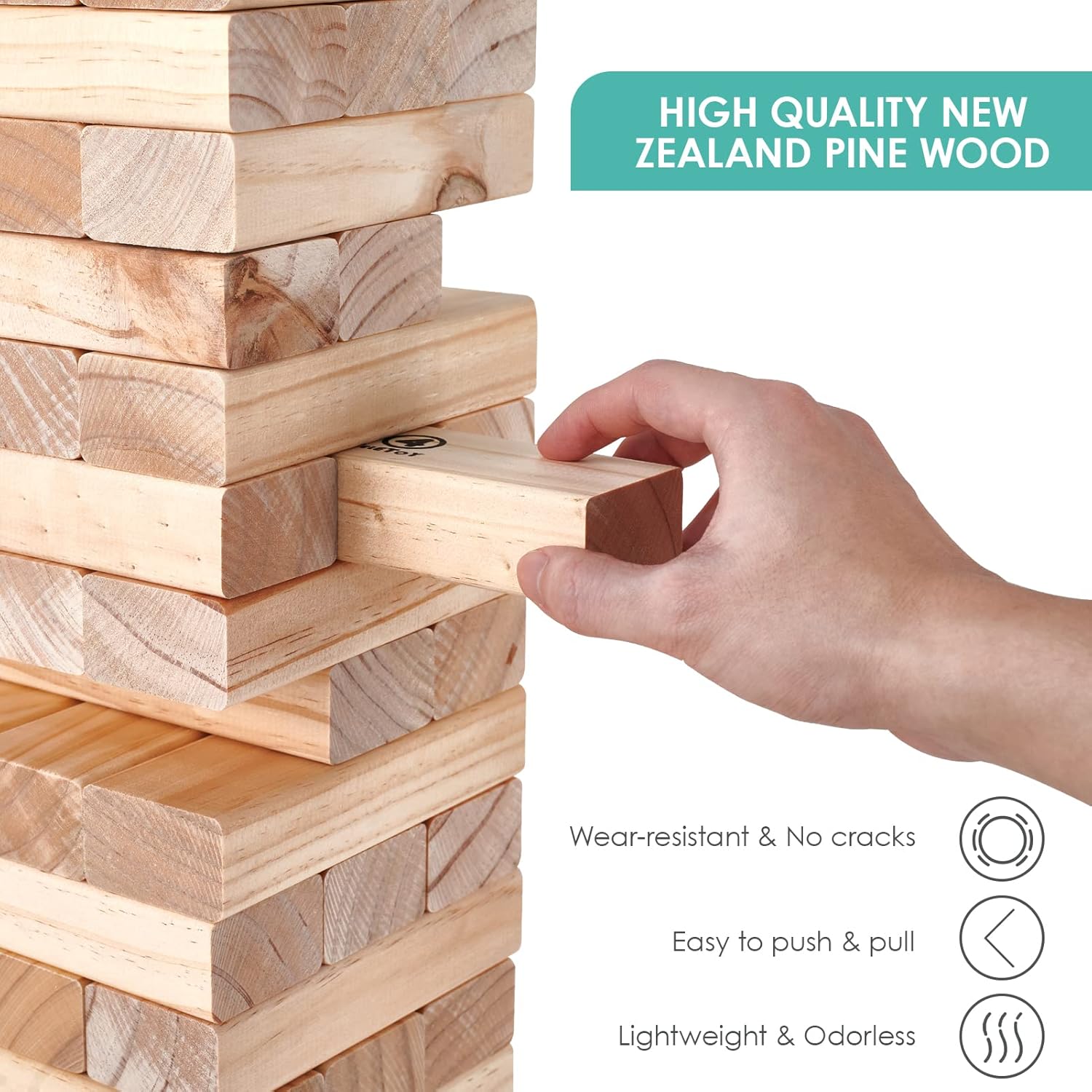 CELETOY Giant Stacking Game, Quick Set-up & Quick Storage Block Wooden Tower Game Set with Carrying Bag and Tumble Tower Box for Kids, Adults and Family, Lawn Games Backyard Outdoor