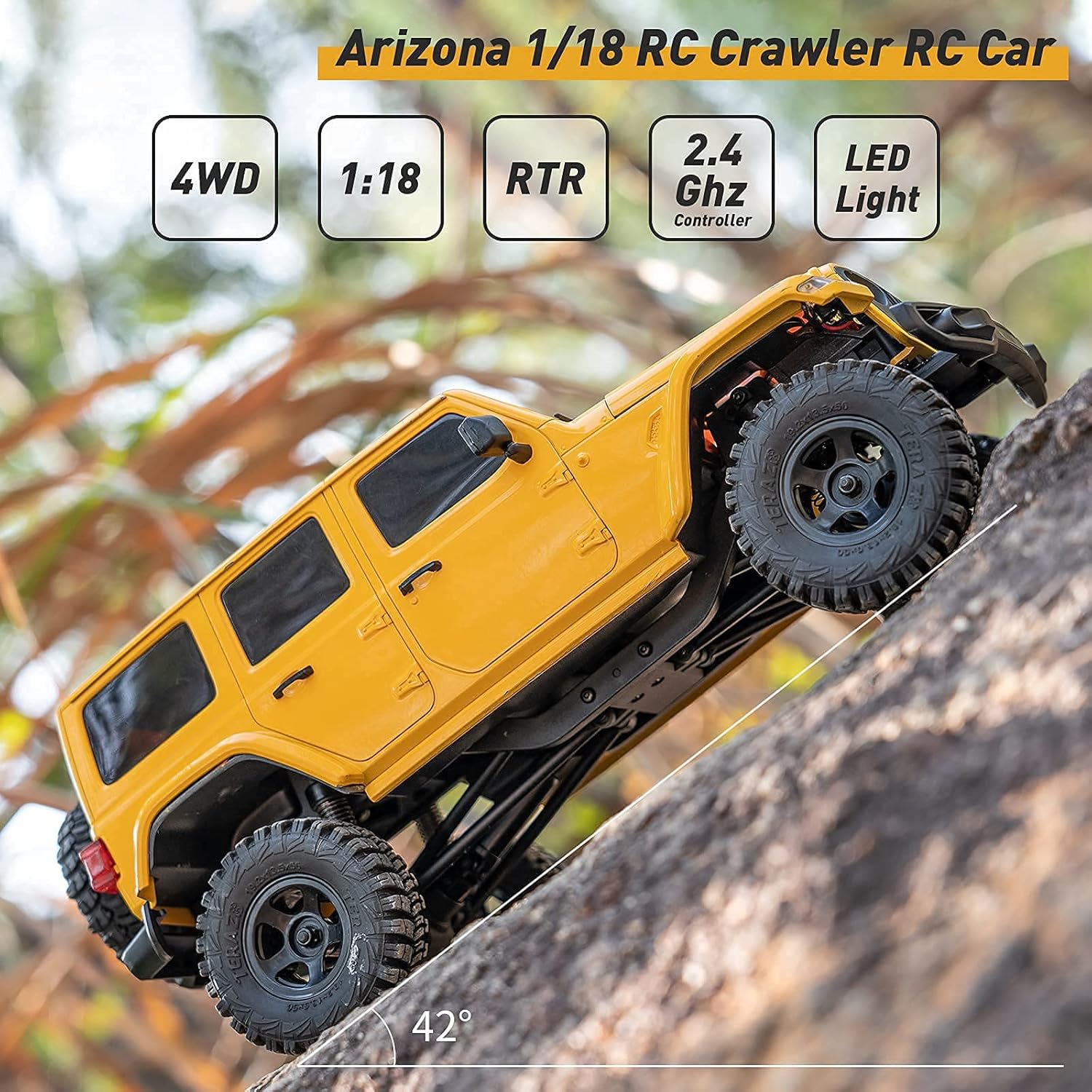 WOWRC x RocHobby RC Crawler,1/18 Scale RC Rock Crawler 4x4, RTR Off Road RC Truck Cars for Adults, Waterproof All Terrain RC Crawler Kit with Battery Charger, Fire Horse