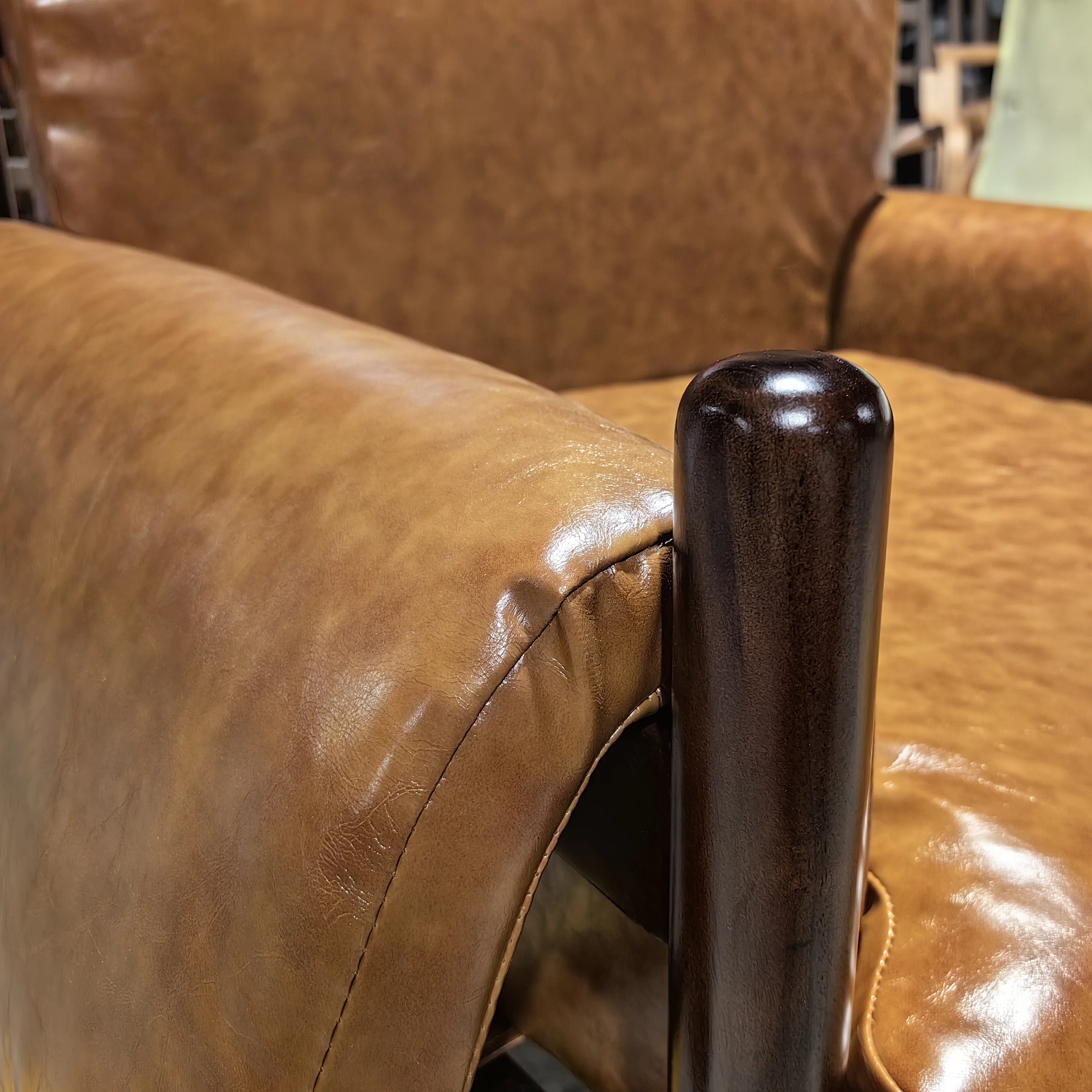 Rustic Accent Chair Vintage  Chairhigh density foam Mid Century Tall Back Chair with Arms Solid Wood Legs for Reading Living Room Bedroom Waiting Room (Brown)