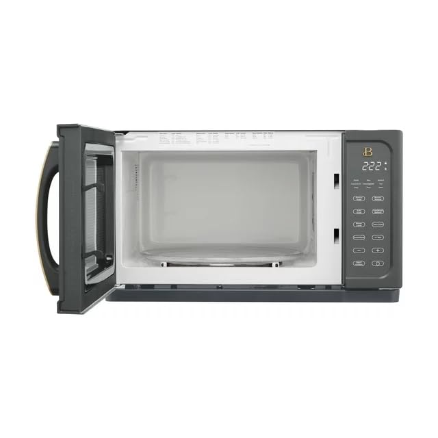 Beautiful 1.1 Cu ft 1000 Watt, Sensor Microwave Oven, Touch-Activated Display, 15 Convenient Pre-Set Functions by Drew Barrymore (Gray)