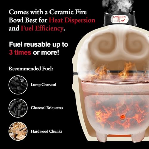 Ceramic BBQ Charcoal Kamado Grill 13 inch Portable Tabletop BBQ Grill Red