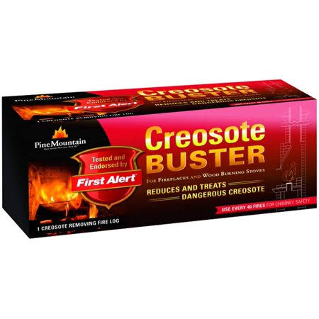Pine Mountain First Alert Creosote Buster Chimney Cleaning Safety Firelog, 1 Log (4152501500) Creosote Reducing Chimney Sweep Lo