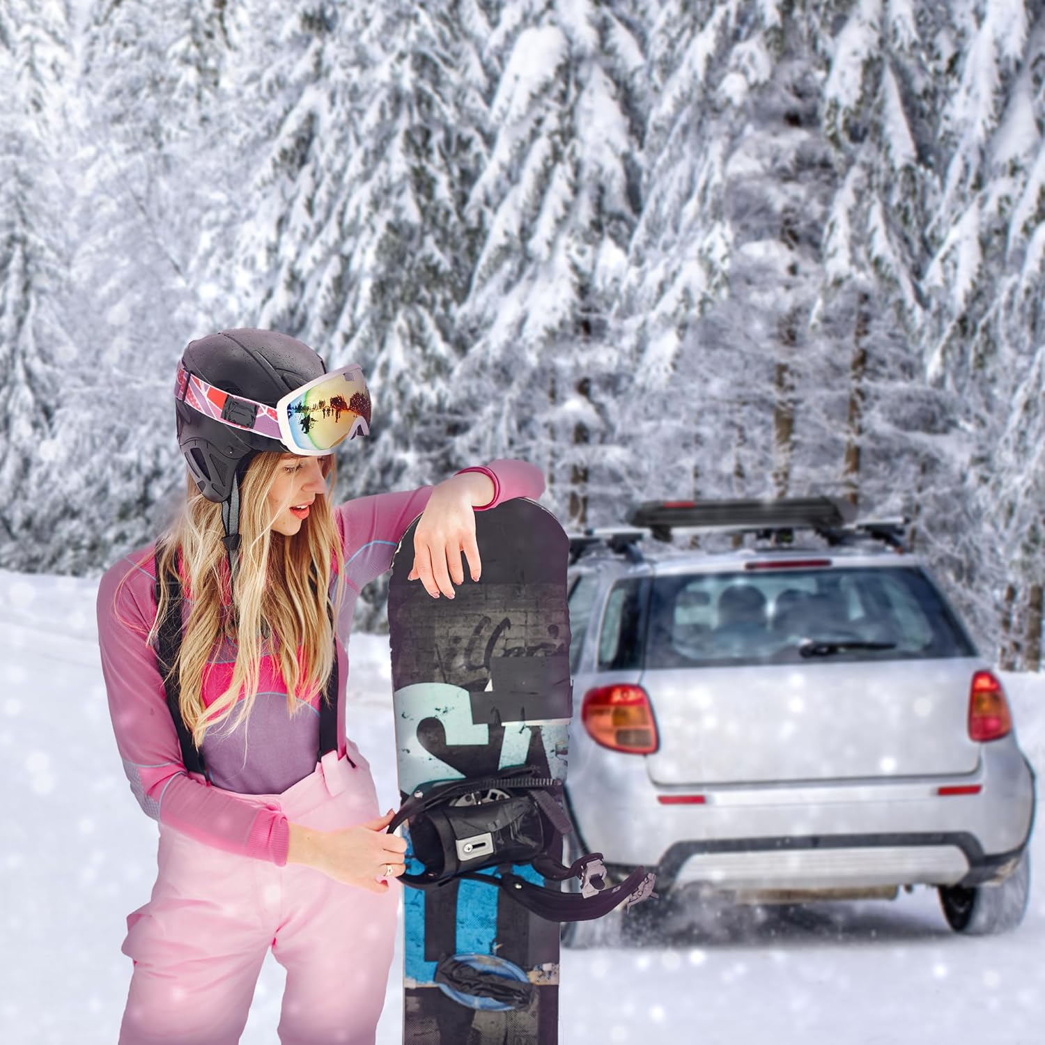 YAKIMA, PowderHound 6 Ski & Snowboard Mount, Fits Up to 6 Pairs of Skis or 4 Snowboards, Rides Quietly, Fits Most Roof Racks, Black