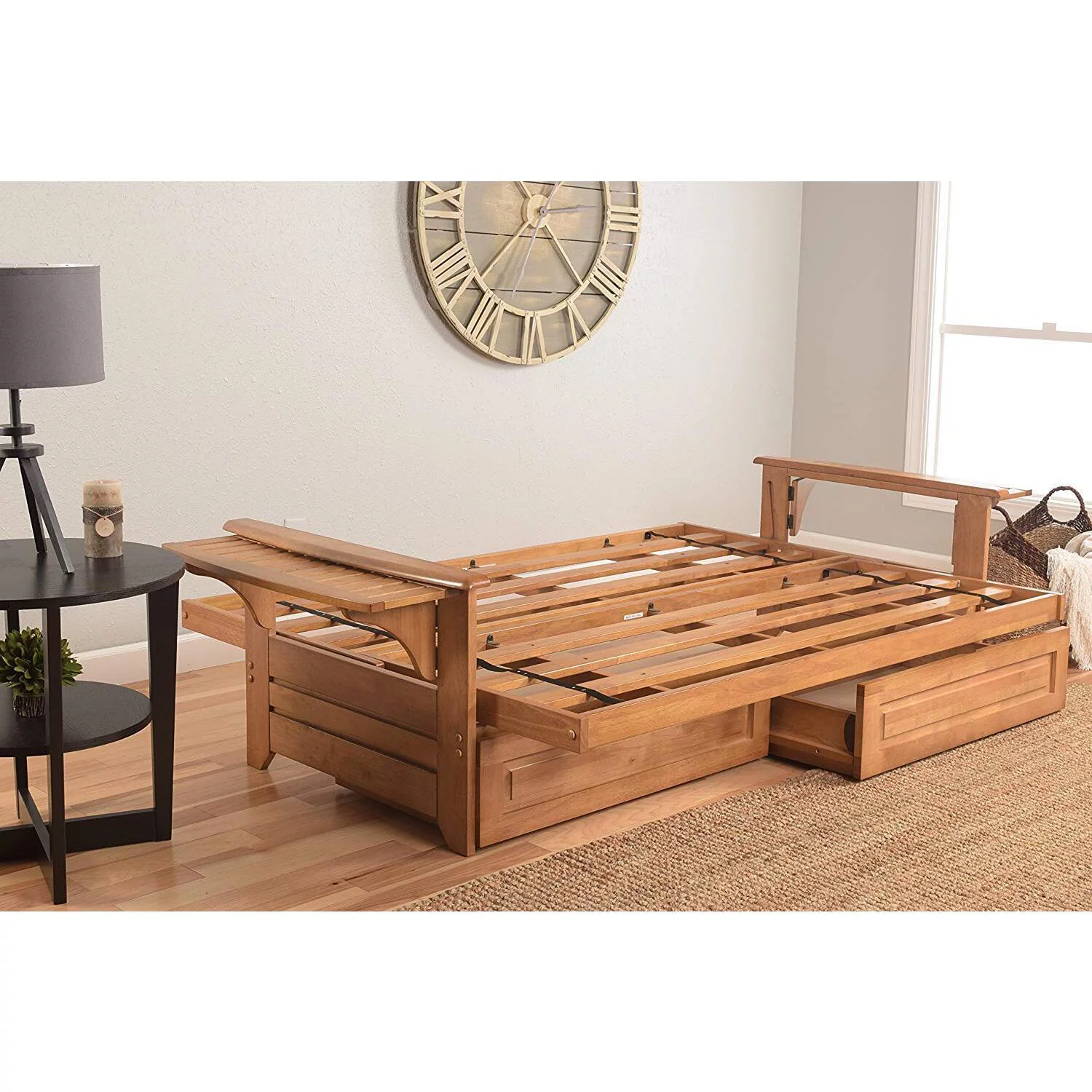 Albany Futon in Barbados Finish, Twill Black Mattress