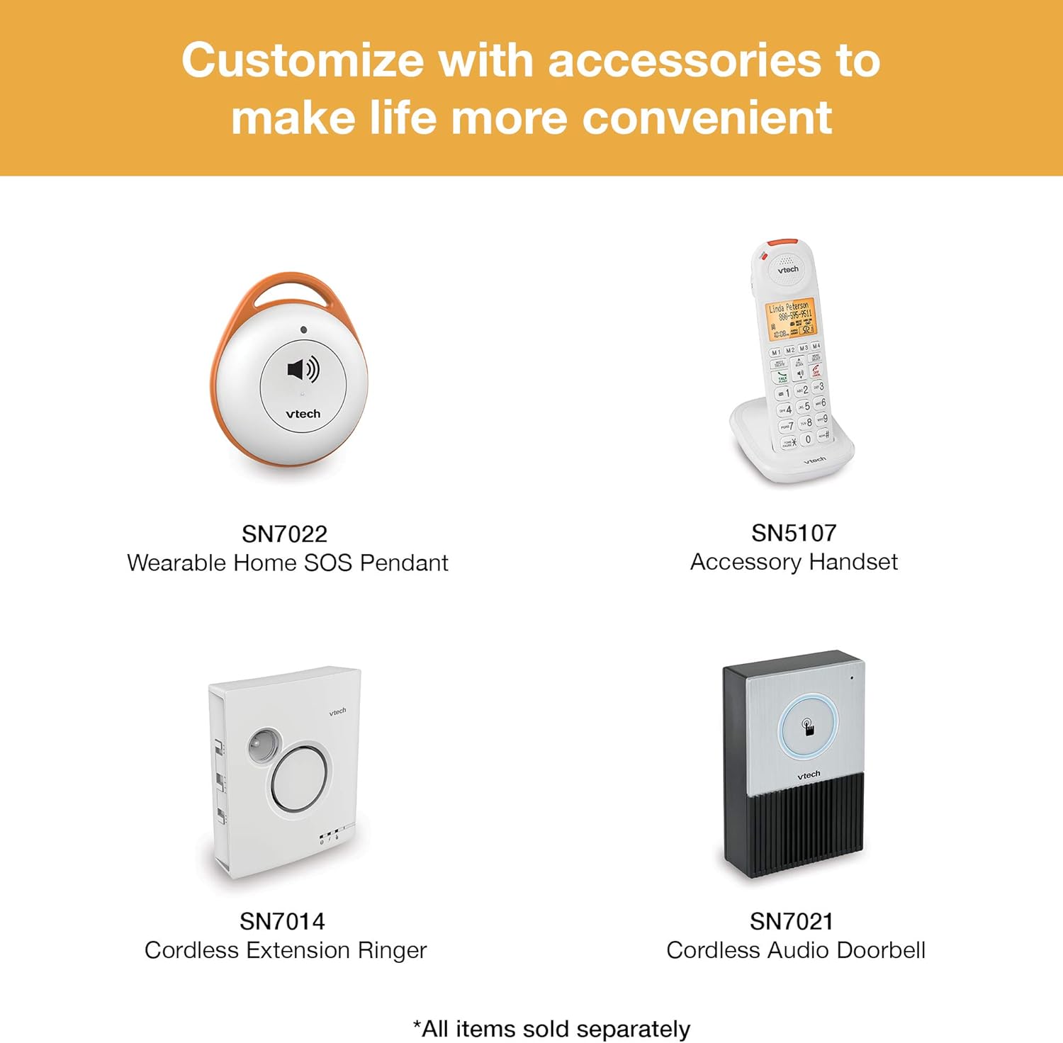 VTech SN5147 Amplified Corded/Cordless Senior Phone with Answering Machine, Call Blocking, 90dB Extra-loud Visual Ringer, One-touch Audio Assist on Handset up to 50dB, Big Buttons and Large Display