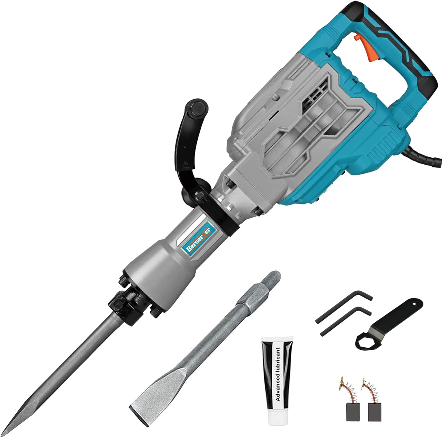 Berserker 1700W 30-Pound SDS-Hex Jack Hammer,1-1/8 14-Amp Corded Electric Heavy Duty Demo Demolition Chipping Hammer Concrete/Pavement Breaker with Carrying Case Flat Chisel Bull Point Chisel