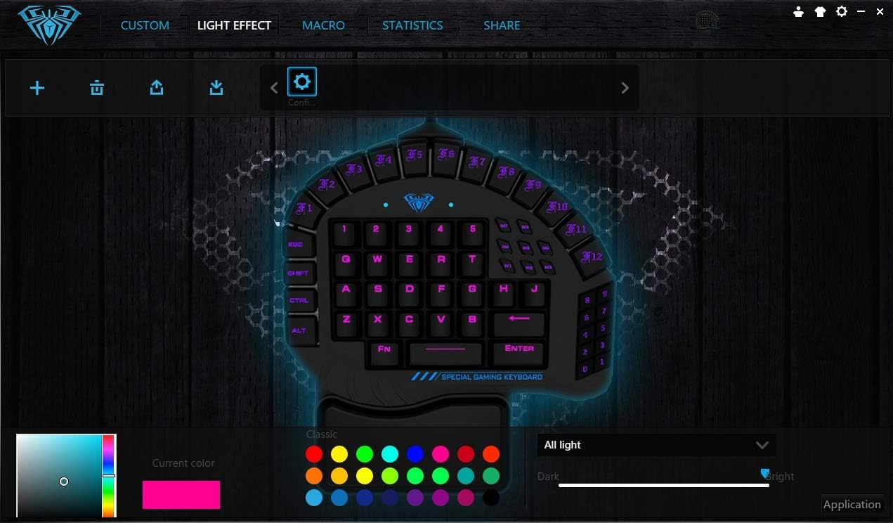 Beastron Aula Excalibur One Handed Mechanical Gaming Keyboard, Blue Switches, Software Customizable RGB Backlit Effects, 8 Programmable Macro Keys, and Removable Wrist Rest