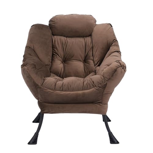 Lazy Chair with Ottoman, Accent Comfy Lounge Arm Chair and Folding Footrest Stool Set, Steel Frame Leisure Sofa Chair and Metal Cotton Anti-Slip Footstool, Green