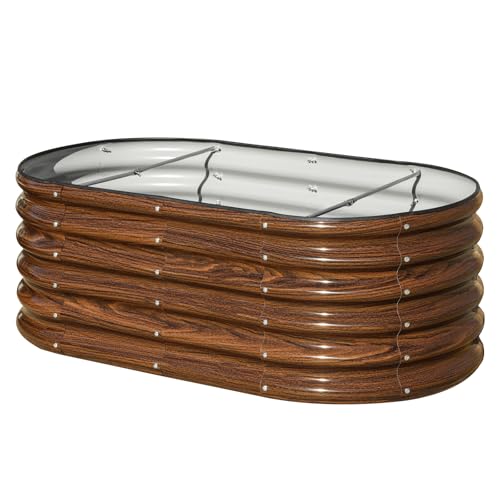 SnugNiture 3 Pcs 4x2x1.5ft Raised Garden Bed Outdoor, 17" Tall Galvanized Metal Planter Box, Raised Garden Bed Kit for Planting Vegetables Plants Fruits, Brown
