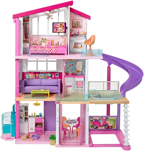 Barbie Dreamhouse Dollhouse with Pool, Slide and Elevator, Plus Lights, Sounds and 70+ Total Accessories, for 3 to 7 Year Olds