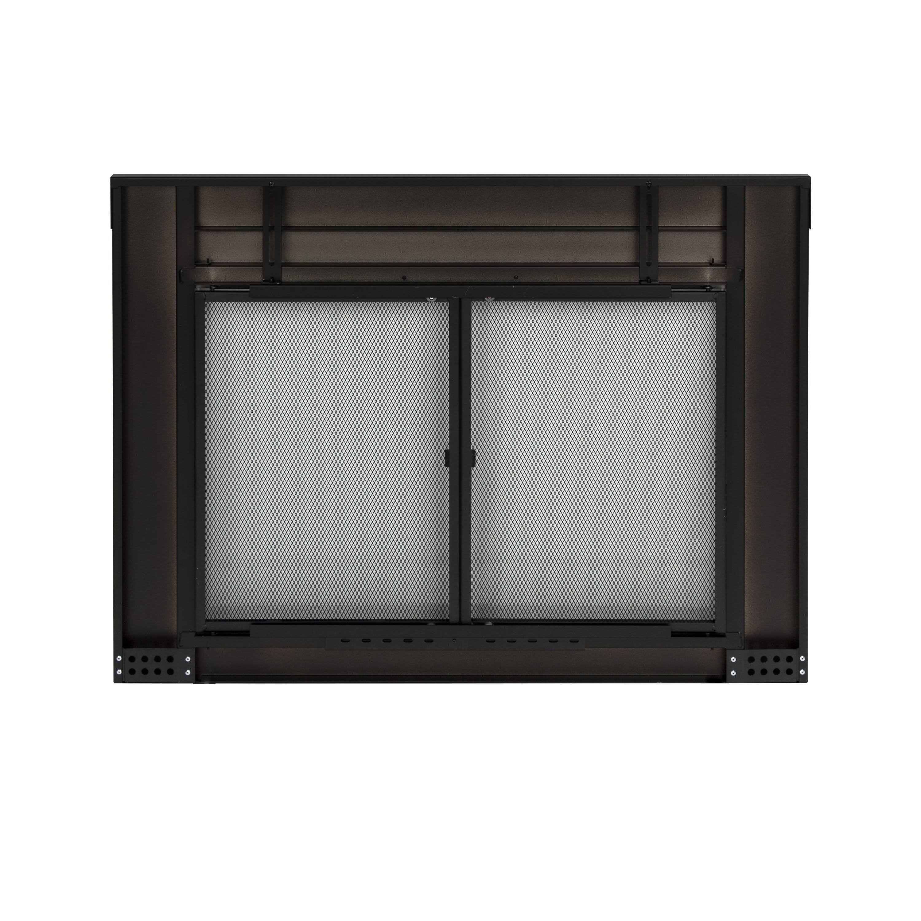 Pleasant Hearth Alsip Sunlight Nickel Fireplace Glass Doors Large