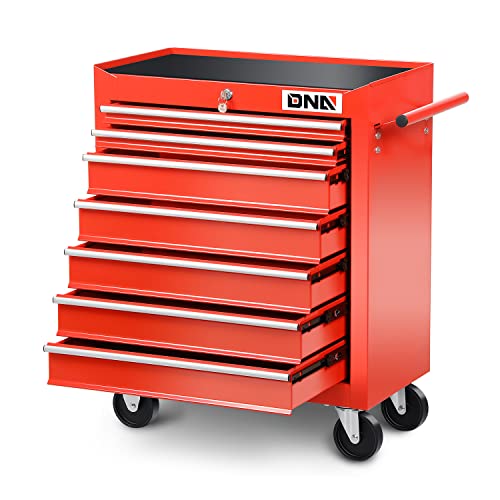 DNA MOTORING 7-Drawer Rolling Tool Cabinet Chest with Keyed Locking System Non-Slip Mat, for Garage Warehouse Workshop, Green, TOOLS-00399