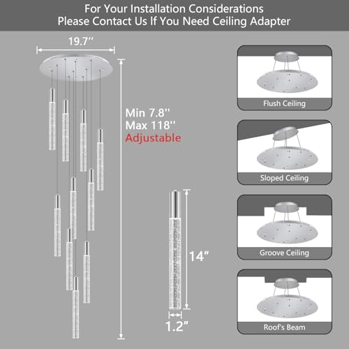 32-Lights Large Chandeliers for Entryway Modern Crystal High Ceiling Pendant Lights for Living Room Foyer Chandelier Gold Lighting Fixture with Remote Dimmable Light