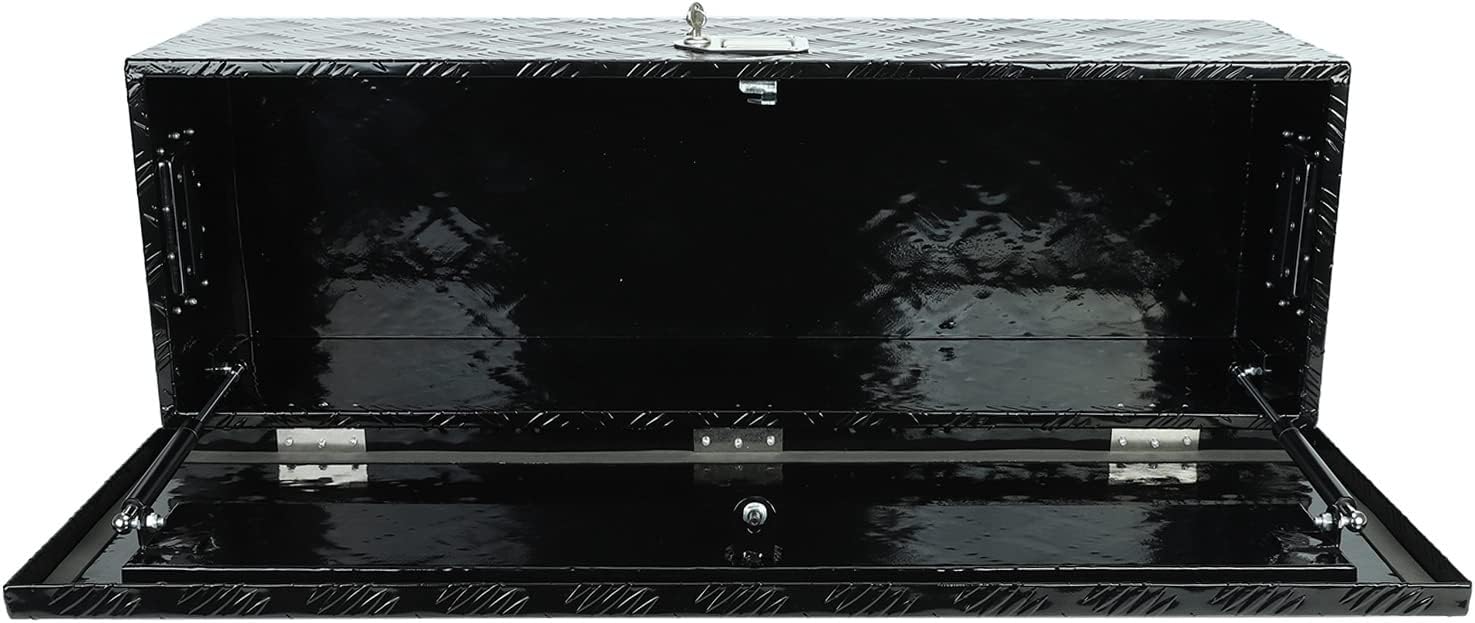 18X17X17.75 Black Aluminum 5 Bar Tread Tool Box Truck Car Outdoor Trailer Pickup Underbody Toolbox,RV Storage Organizer，Underbed Tools Organizer W/Lock Latch w/Keys