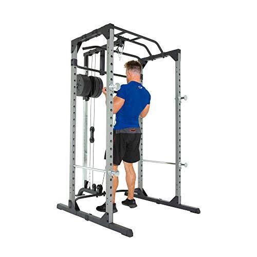 Fitness Reality 810XLT Super Max Power Cage with Optional LAT Pull-Down Attachment and Adjustable Leg Hold-Down