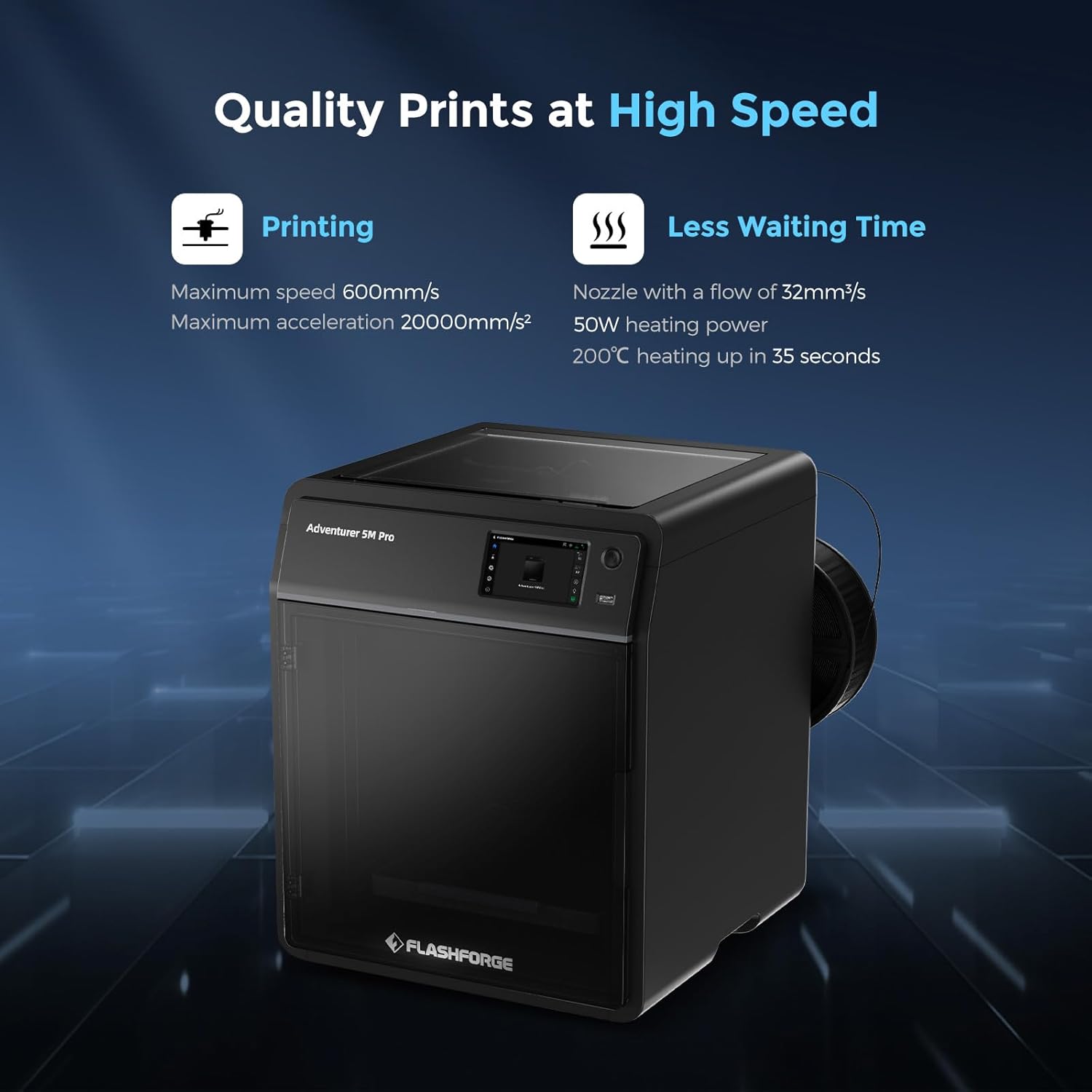 Flashforge Adventurer 5M Pro 3D Printer with 1KG Silk PLA Blue and Rose