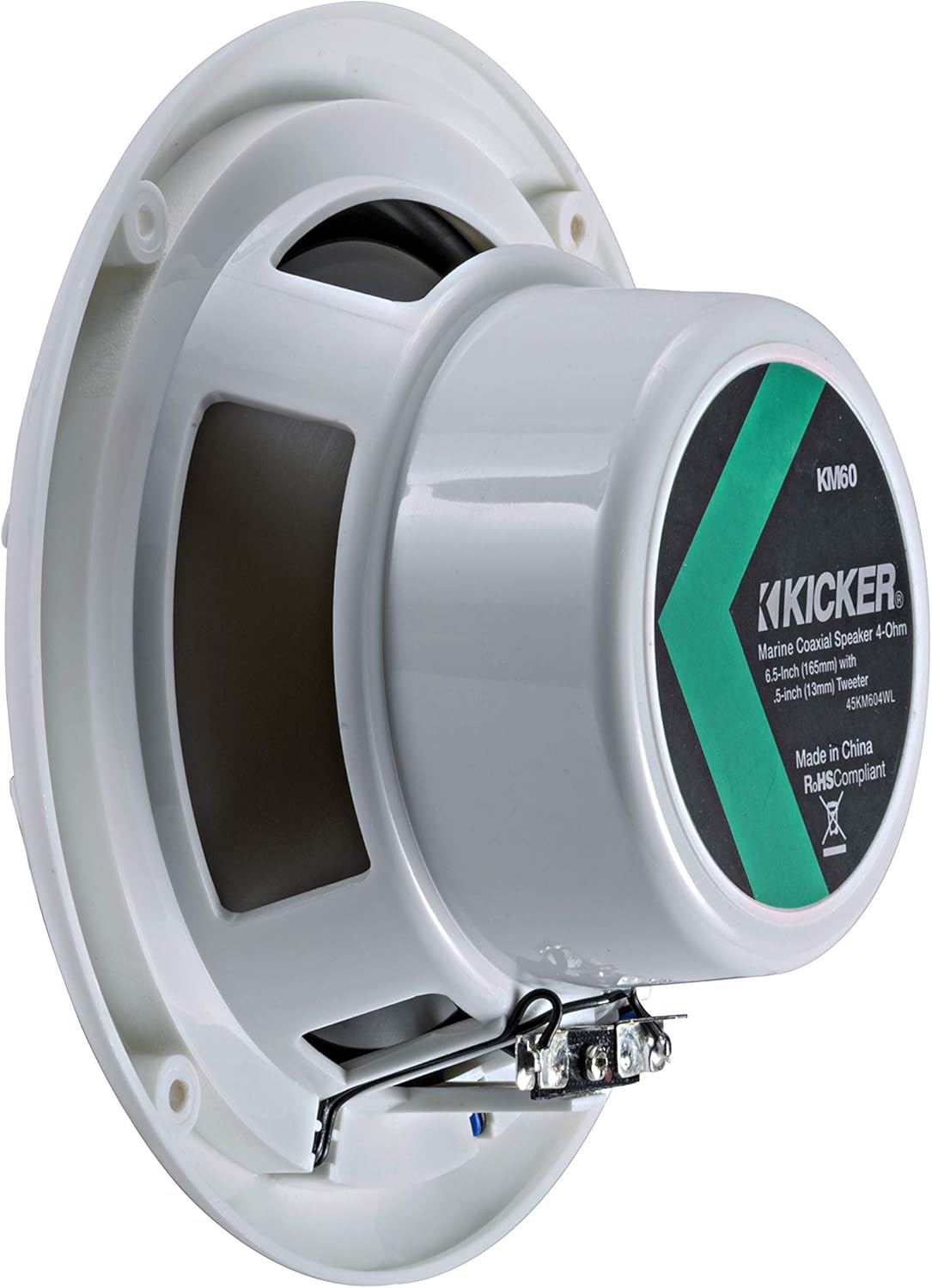 Kicker 45KM604WL 6.5 Inch 2 Way Coaxial Marine Light Up LED Boat Speakers, Pair, 4 Ohm, 150 Max Watts, Blue