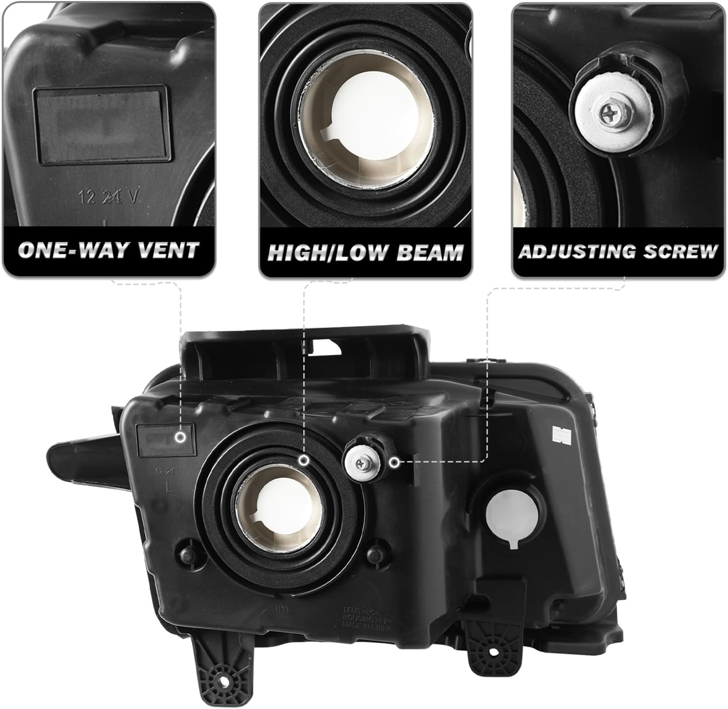 Headlight Assembly Fit for 2010 2011 2012 2013 Chevy Camaro OE Style Factory Halogen Front Headlamp Replacement LH+RH Black Housing Bulbs Included