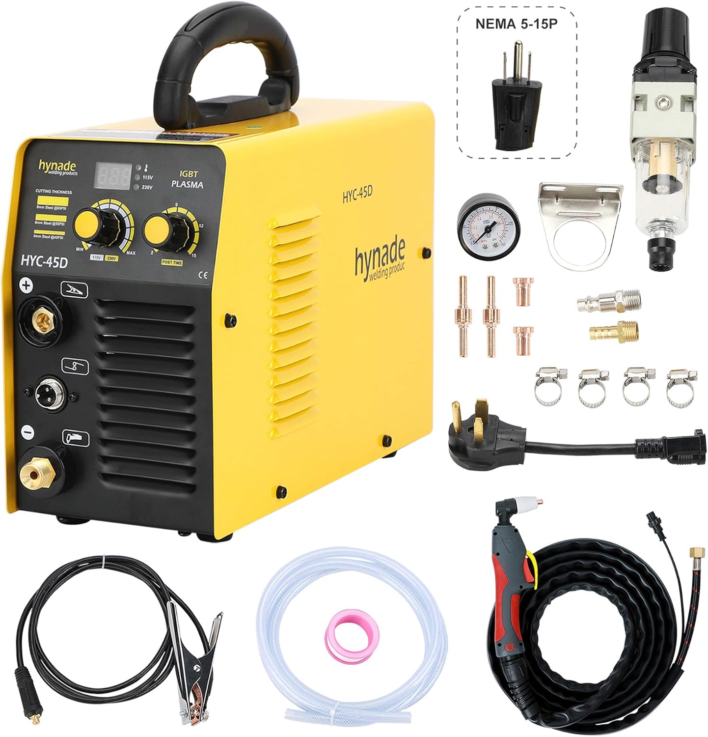 hynade Air Plasma Cutter, 35Amps 110V Input Voltage, CUT40 HYC410, 6mm Clean Cut, Plasma Cutting Machine Nice to Cut Car Structure (HYC410 110V)