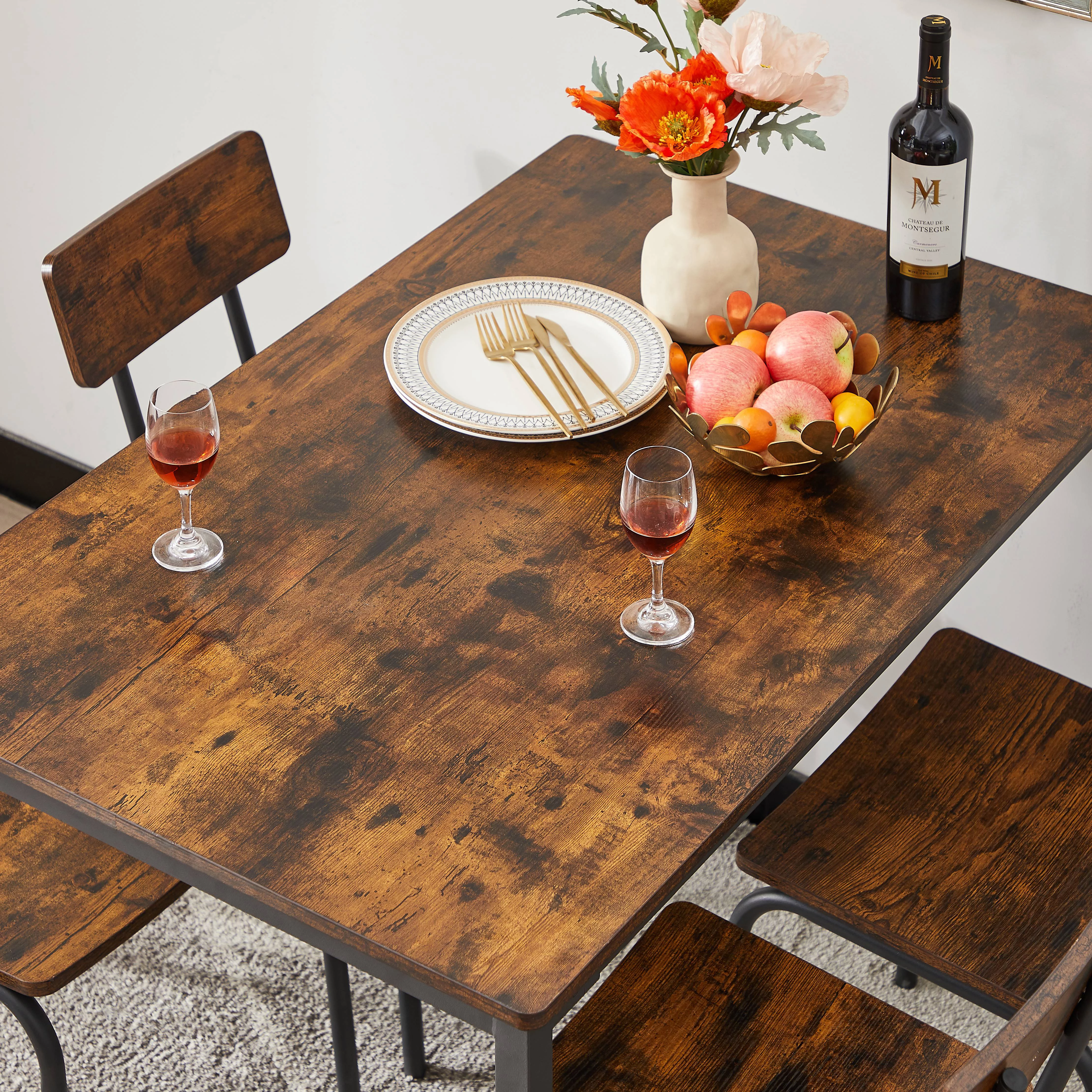 Modern Dining Table Set, 5 Piece Dining Set with 4 Chairs, Dinette Table and Chairs Set for Small Space, Kitchen Breakfast Table Set for 4, D9229