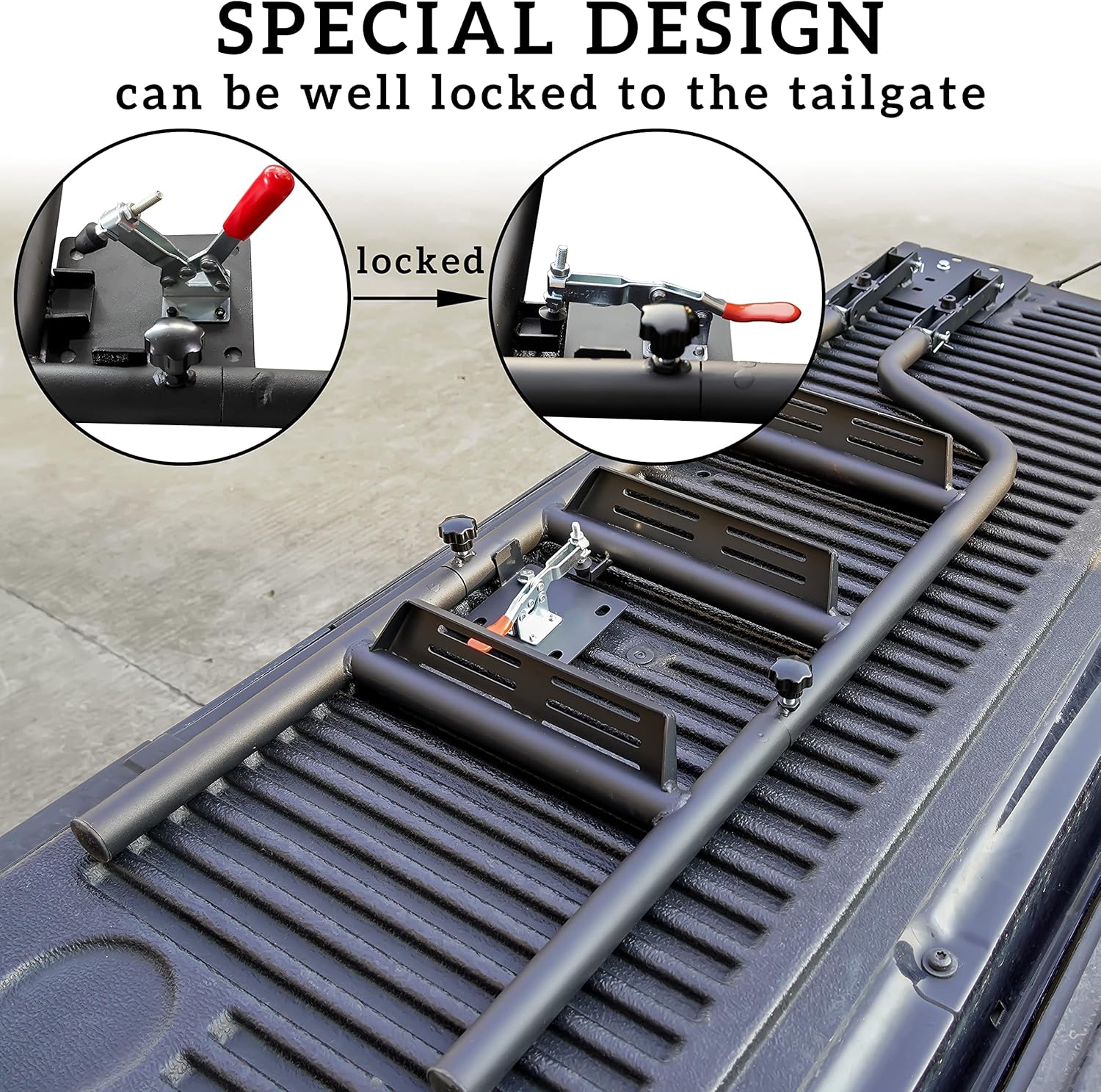 LDETXY Foldable Pickup Truck Tailgate Ladder, Heavy Duty 42" Folding Tailgate Step Ladder with Lock Device Tailgate Ladder for Pickup Truck Universal Accessories Easy Install