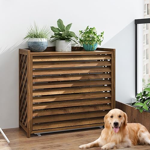 Ac Fence for Outside Unit, air Conditioner Fence 3 Panel, Plant Stand, Air Conditioner Privacy Fence Screen Outdoor, Free Standing Privacy Fence Panel, with Cross Grid, Privacy Panels for Outside